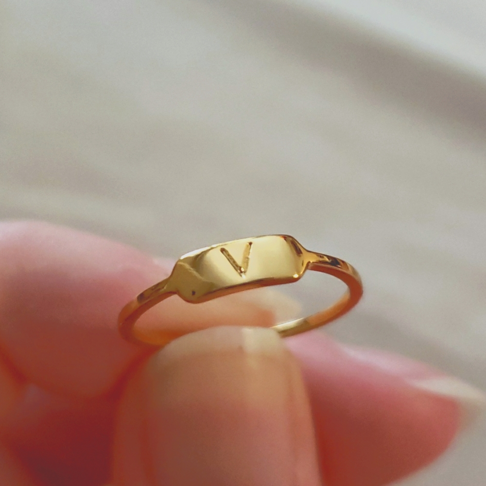 Gorjana Letterpress Ring - "v"